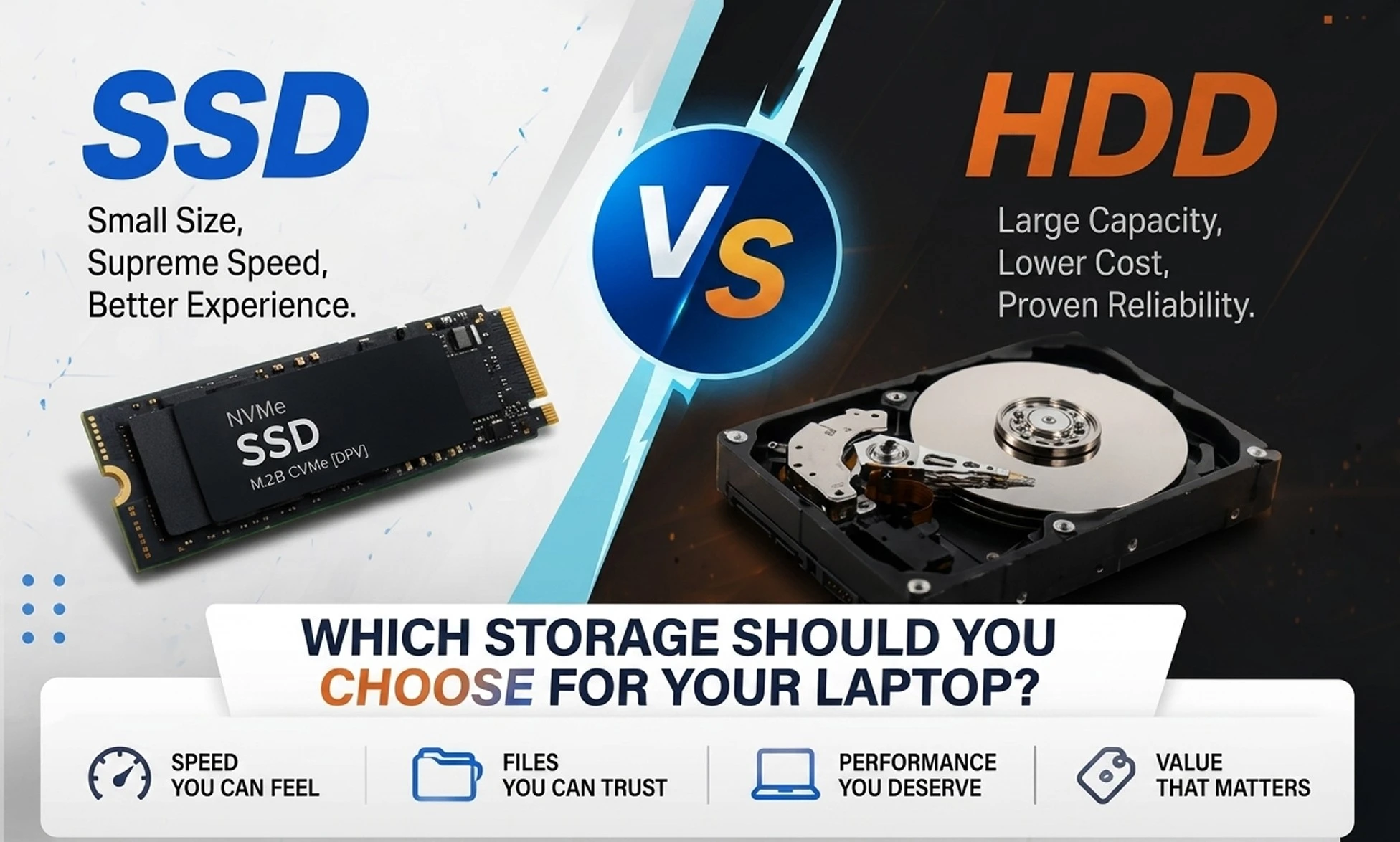 SSD Vs HDD Laptops storage comparison guide
