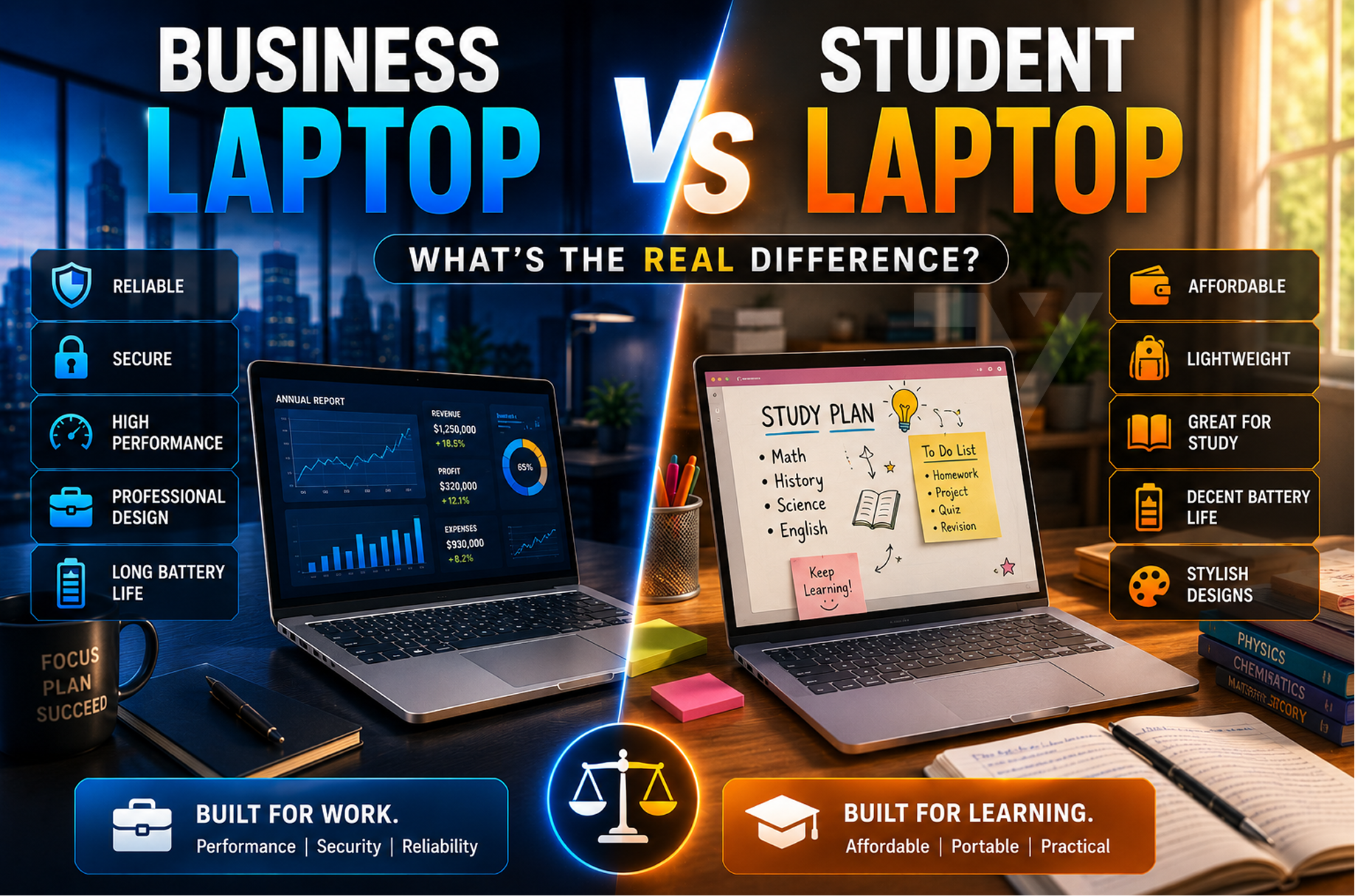Business Laptop vs Student Laptop full comparison