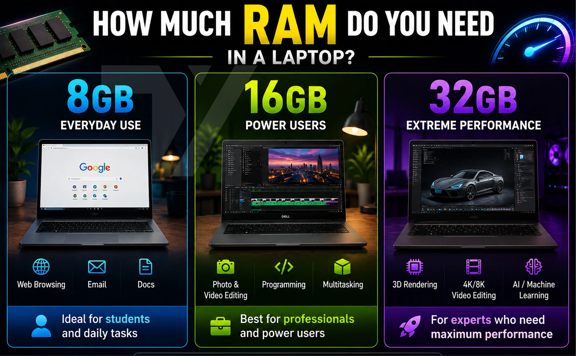 How Much RAM Do You Need in a Laptop