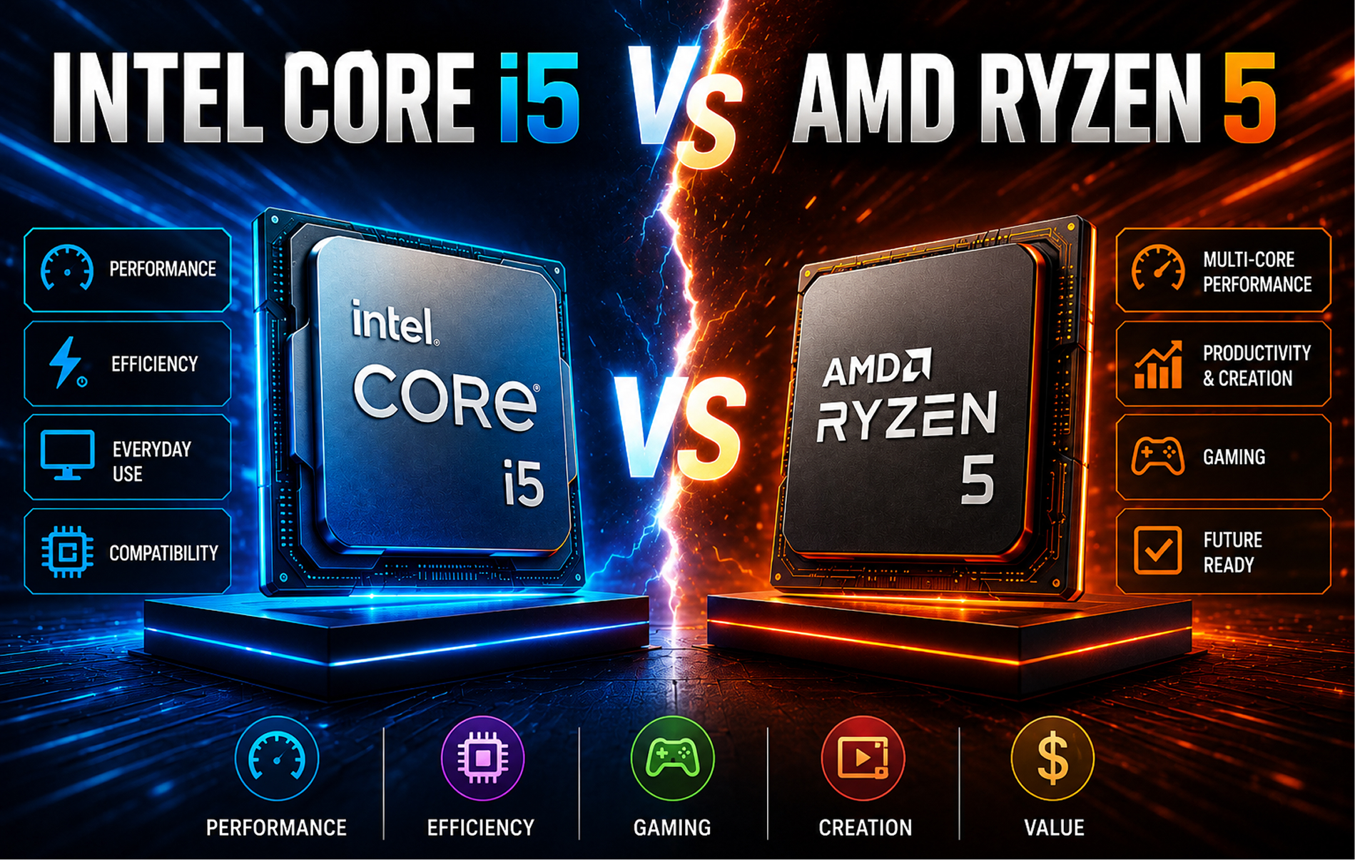 Intel Core i5 vs AMD Ryzen 5 complete comparison guide